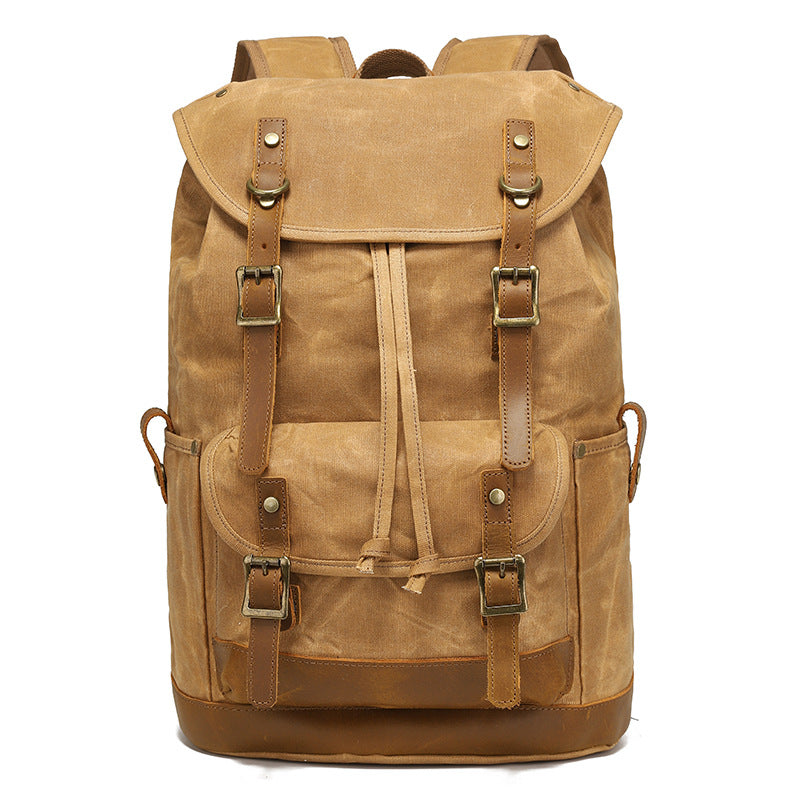 Wax canvas bag with leather