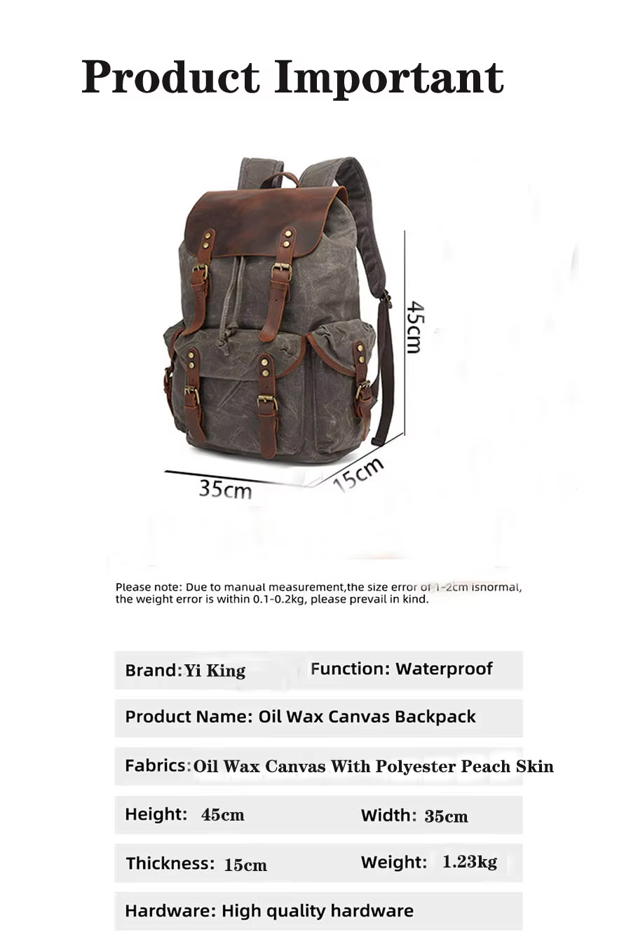 Oil Waxed Canva Backpacks