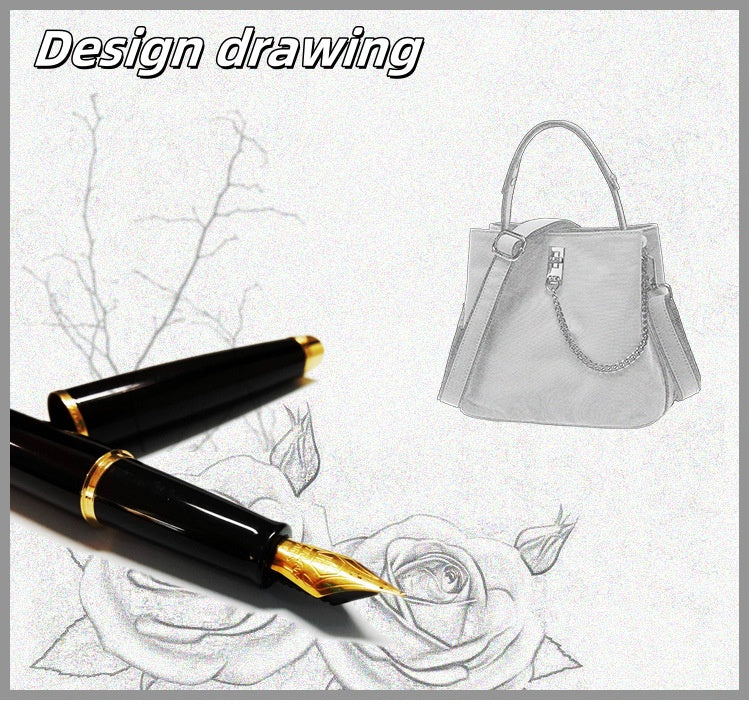 Handbag with leather handle