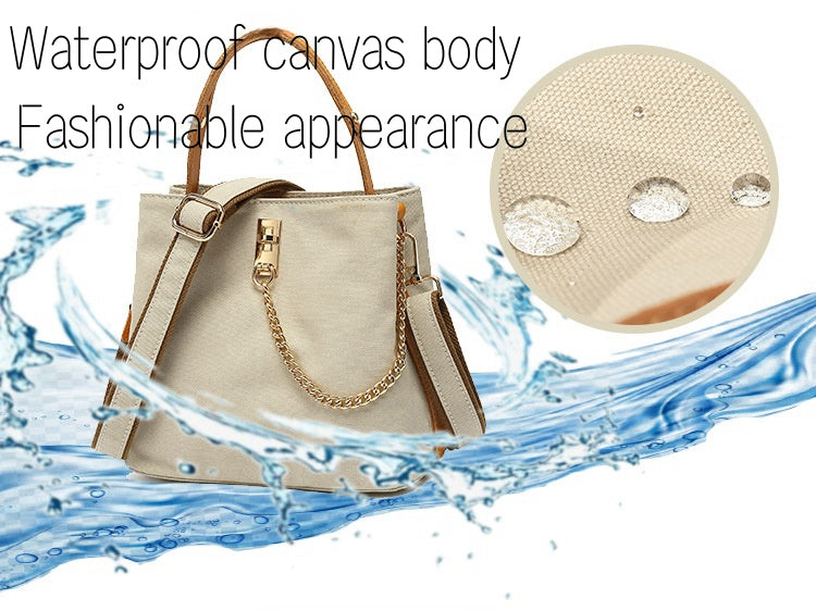 Handbag with leather handle