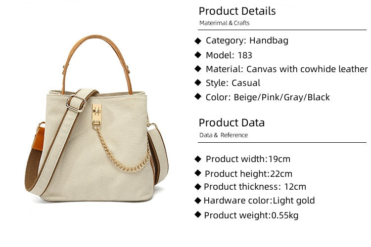 Handbag with leather handle