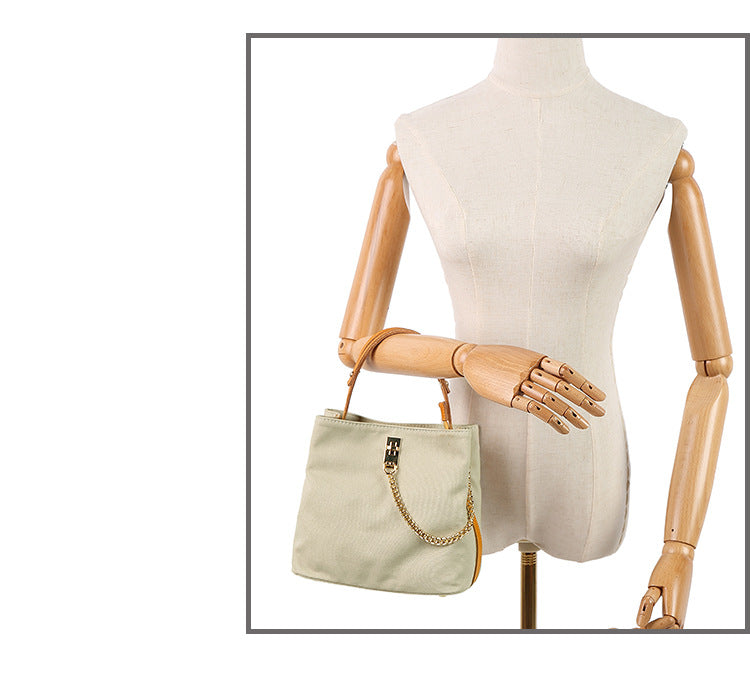 Handbag with leather handle