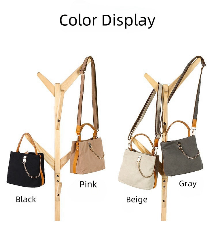 Handbag with leather handle