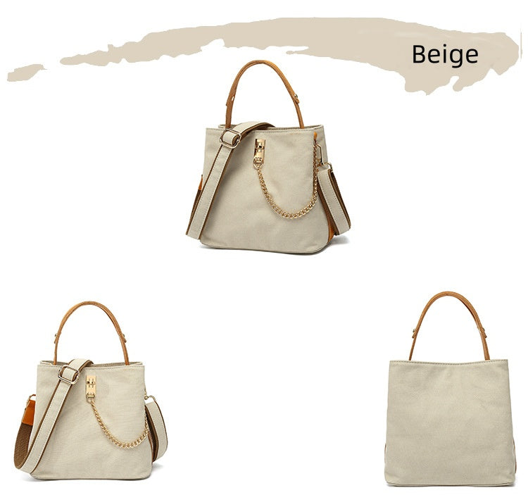 Handbag with leather handle