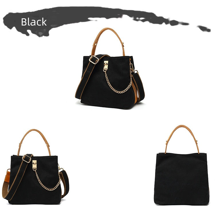 Handbag with leather handle