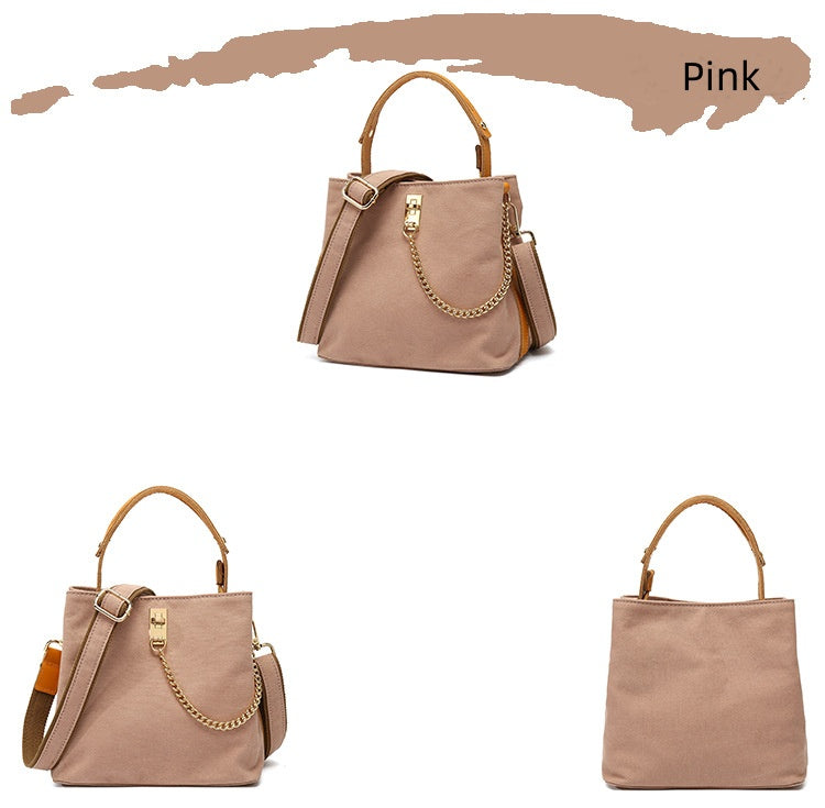 Handbag with leather handle