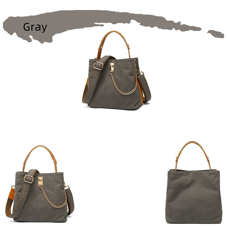 Handbag with leather handle