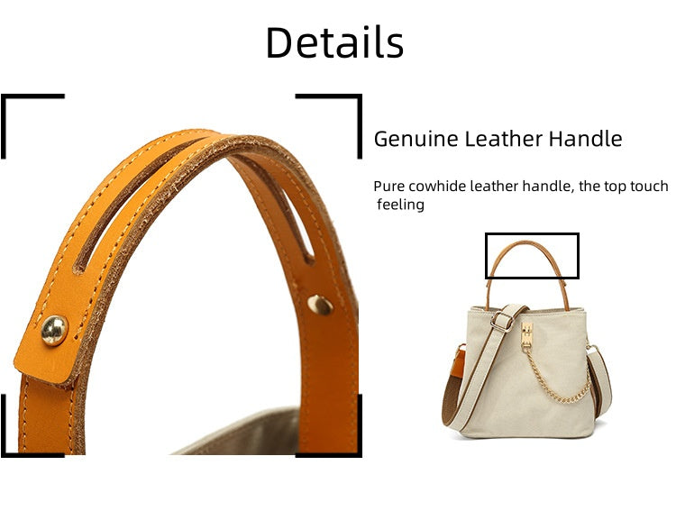 Handbag with leather handle