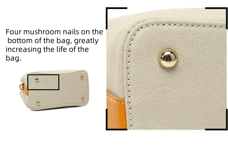 Handbag with leather handle