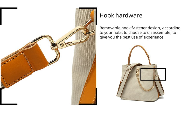 Handbag with leather handle