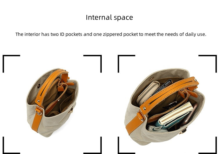 Handbag with leather handle