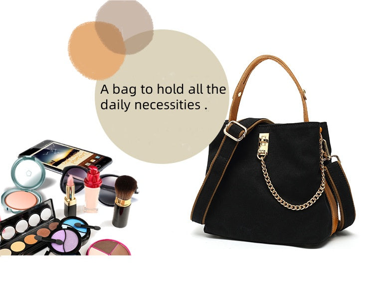 Handbag with leather handle
