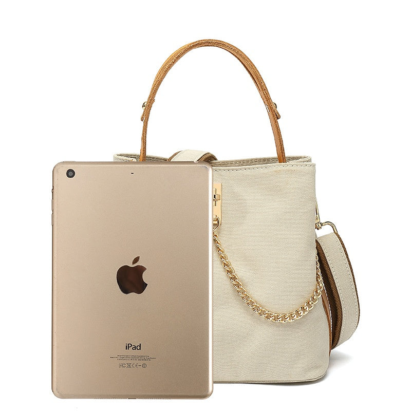 Handbag with leather handle