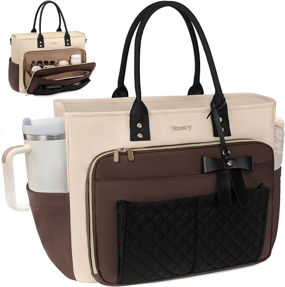 Teacher Tote Bag for Women Work, Laptop Bag With Cup Holder, Nurse Bags