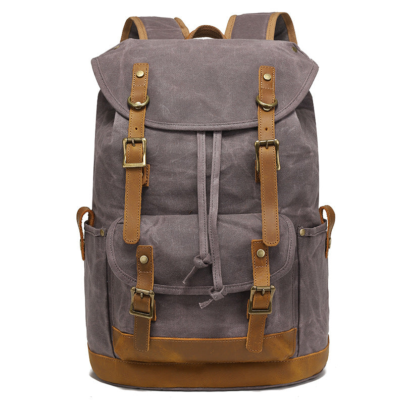 Wax canvas bag with leather