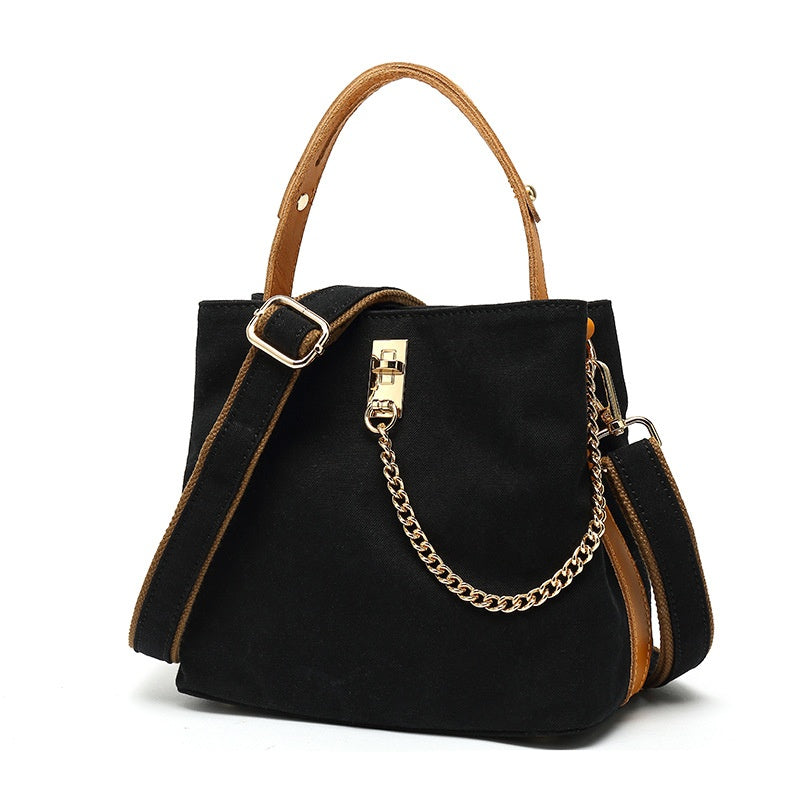 Handbag with leather handle
