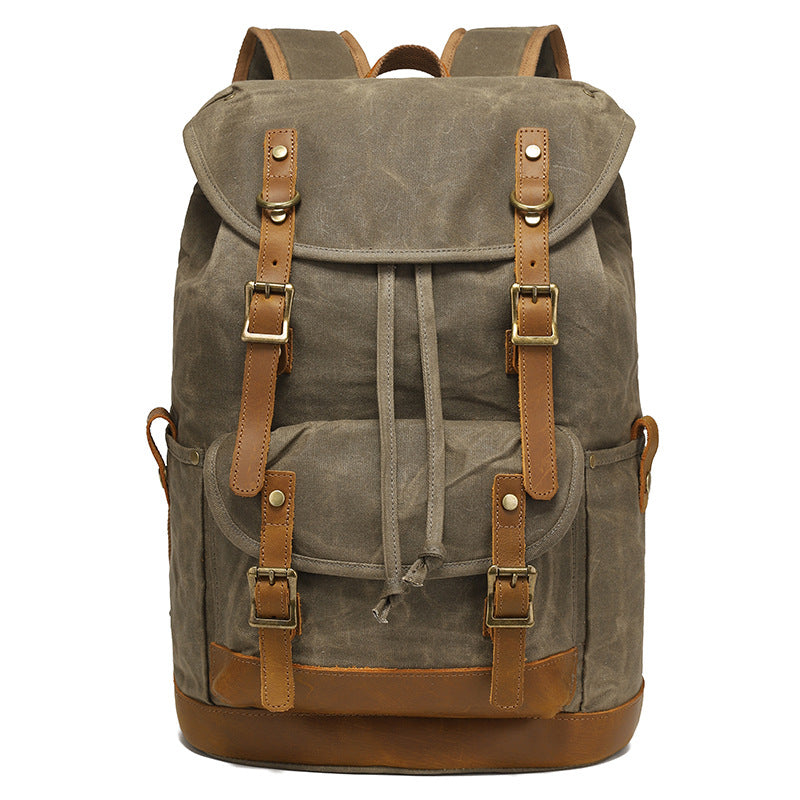 Wax canvas bag with leather